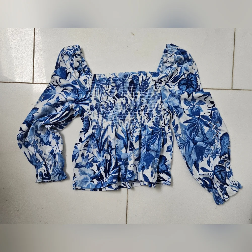 NWT Toddler Ralph Lauren Blue‎ Floral Smocked Top Spring Summer
